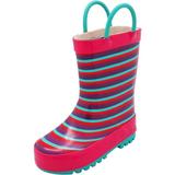 Norty New Toddlers / Little / Big Kids Boys Girls Waterproof Rubber Rain Boots, 40739 Fuchsia/Aqua Stripes / 11MUSLittleKid