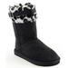 Leopard Cuff Furry Buckle Vegan Suede Flat Warm Women's Boots (B-Black, 6 B(M) US)