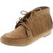 Bamboo Womens Circus-03 Fringe Moccasin Lace Up Fashion Bootie