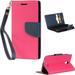 Alcatel LPFALCPOP-DIARY-HPNA One Touch Pop Astro Diary Wallet Case with Hot Pink & Navy Blu