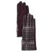 Womens Purple Plaid Bow Stretch Fit Texting & Tech Touchscreen Gloves