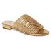 Cecelia New York Darleen Slide Sandals Gold Rinestone Slip On Caged Mule Flat (8.5, Gold/Gold Stone)