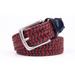 Braided Stretch Navy Red Belt For Men With Leather Tip Prong Buckle 1.3in Wide