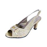 FLORAL Nadine Women's Wide Width Peep Toe Dress Slingback with Jewels GOLD 9.5