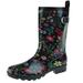 Shiny floral Printed Jelly Mid Calf Women Rain Boot