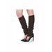 Women's Elastic Cuff Toeless Design Over Knee Knitting Leg Warmers Brown