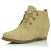 Women's Lace Up Oxford Wedge Booties Bootie Ankle Winter Thermal Shoe Shoes High Heel Boots Side Short Fashion Round Toe for Women Amanda-01 Beige Pu