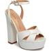 Lauren Lorraine Carla White High Heel Platform Pump Ankle Strap Open Toe Sandal (9.5)