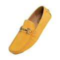 Amali Mens Plush Microfiber Faux Suede Slip On Loafer Driving Shoe with Buckle