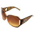 Butterfly Fashion Sunglasses Black Brown Frame in Zebra Pattern Design Amber Lenses for Women