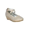 Glitter Rhinestone Crisscross Kitten Wedge Heel Pump (Toddler/ Girls) 18358