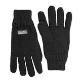 SANREMO Unisex Kids Knitted Fleece Lined Warm Winter Gloves (4-7 Years, Black)