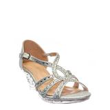 Lyla6 Girls Rhinestone Crystal Sandal- Childrens Open Toe Glass Heel Sandals