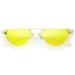 Extreme Semi Rimless Cat Eye Sunglasses Color Tinted Neutral Colored Lens 55mm (Clear / Yellow)