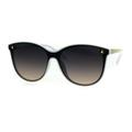 Oceanic Gradient Color Lens Shield Horn Mod Trendy Sunglasses White Black Brown