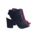 Parking by Delicious, Perforated Chunky Block Heel Sandal Bootie w Sling Back & Peep Toe