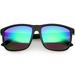 Oversize Horn Rimmed Sunglasses Matte Arms Square Lens 58mm (Black / Green Mirror)
