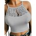 Women's Fashion Floral Lace Spaghetti Straps Bra Patchwork Lingerie Top Sleeveless Halter Hollow Out Crop Top Cup Bra Plus Size S-5XL