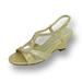 FLORAL Nikki Women's Wide Width Wedge Sandal with Swirly Rhinestone Strip Vamp GOLD 6.5