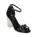 New Women Breckelles Tango-05 Patent PU Open Toe Ankle Strap Lucite Block Heel