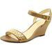 Lauren Ralph Lauren Women's Hessa Wedge Sandal, Gold Pearlized Nappa, 8 B US