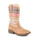 Roper Kids Boys Kids Tan Leather Print Aztec Top Cowgirl Boot 10 M US Toddler Tan Faux Leather Vamp/Aztec Printed Shaft