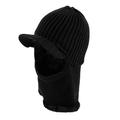WITHMOONS Winter Knit Visor Beanie Hat Fleece Face Mask Balaclavas XZX0070 (Black)