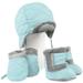 BOMBER BM HAT MITTENS GLOVES - AQUA