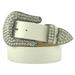 White Patent Leather Belt in a Crocodile Pattern, Clear Crystal, Size M/L