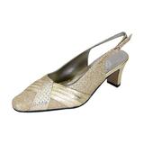 FLORAL Abagail Women's Wide Width Pleated Upper Crystals Closed Toe Slingback GOLD 12