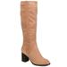 Brinley Co. Womens Extra Wide Calf Braid Detail Heeled Boot