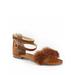 Stella Madden Fur Trim Ankle Strap Women's Flat Sandals in Camel