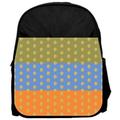 Gold Faux Glitter Polka Dots on Colorblocked Stripes Print Design 13" x 10" Black Preschool Toddler Children's Backpack & Pencil Case Set