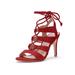 Allegra K Women's Stiletto Heel Open Toe Cutout Lace Up Sandals