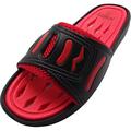 Norty Mens Summer Comfort Casual Slide Flat Strap Shower Sandals Slip On Shoes 40342-8D(M)US Black-Red