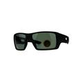 Mens Thick Plastic Rectangular Sport Warp Agent Sunglasses Matte Black Green Glass Lens