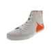 Calvin Klein Men's Iconica Canvas/Warhol Print White / Orange Ankle-High Fabric Fashion Sneaker - 7.5M