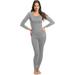 Rocky Thermal Underwear for Women Fleece Lined Thermals Women's Base Layer Long John Set (Grey - Midweight - X-Large)