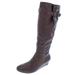 Womens Rainne Wedge Mid-Calf Boots, Cognac