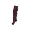 Halloween Women's 6" Micro Suede Thigh High Fringe Boot