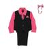 Lito Little Boys Fuchsia Shirt Zipper Tie Bow Tie Pinstripe Vest Pant Set