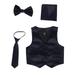 Lito Boys Multi Colors Satin Vest Zipper Tie Hanky Bowtie Clothing Set