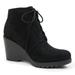 Soda Women Ankle Boots Lace Up Combat Booties Wedge High Heel Faux Suede FLECHA-S Black NB 6.5