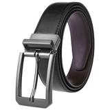 Men's belt, Reversible Leather Belt ,Dress Belt Genuine Leather Reversible Rotated Buckle with 1.25" Wide Strap - Black/Brown