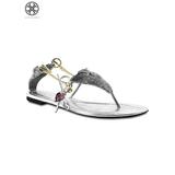 Luxtrada Cici Queen Bikini Sandal Leather Sandals Thong Sandal Women's Casual Thong with Ankle Strap Sandal for Womens
