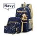 Anyprize 3Pcs/Sets Navy Blue Canvas School Backpacks for Girls, Large Capity Scatchel Rucksack Backpacks for Middle School, Women's Sports and Outdoors Backpacks for Camping/Hiking/Climbing