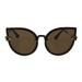 Womens Oversize Cat Eye Bolt Crooked Arm Designer Sunglasses Tortoise Solid Brown