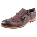 Urban Fox Allen Men's Dress Shoe Double Monk Strap Brogue Wingtip Shoes for Men Dark Brown 13 M US