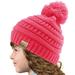 Kids CC Ages 2-7 PomPom Chunky Thick Stretchy Knit Slouch Beanie Cap Hat