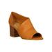 Women Leatherette Dorsay Top Stitch Seam Open Toe Chunky Stacked Heel 18234